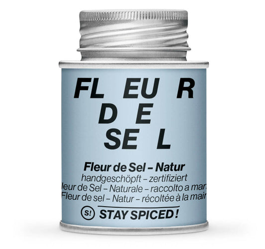 Fleur de Sel Natural - Geschlossene hellblaue Gewürzdose von STAY SPICED
