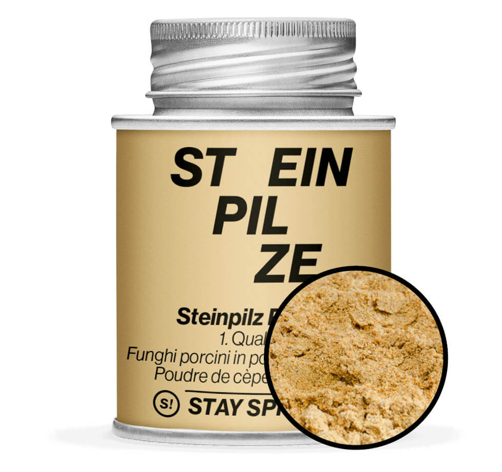 Steinpilz Pulver - Hellbraun Gewürzdose mit Gewürz-Vorschau von STAY SPICED! bei Chefkoch-Gewürze