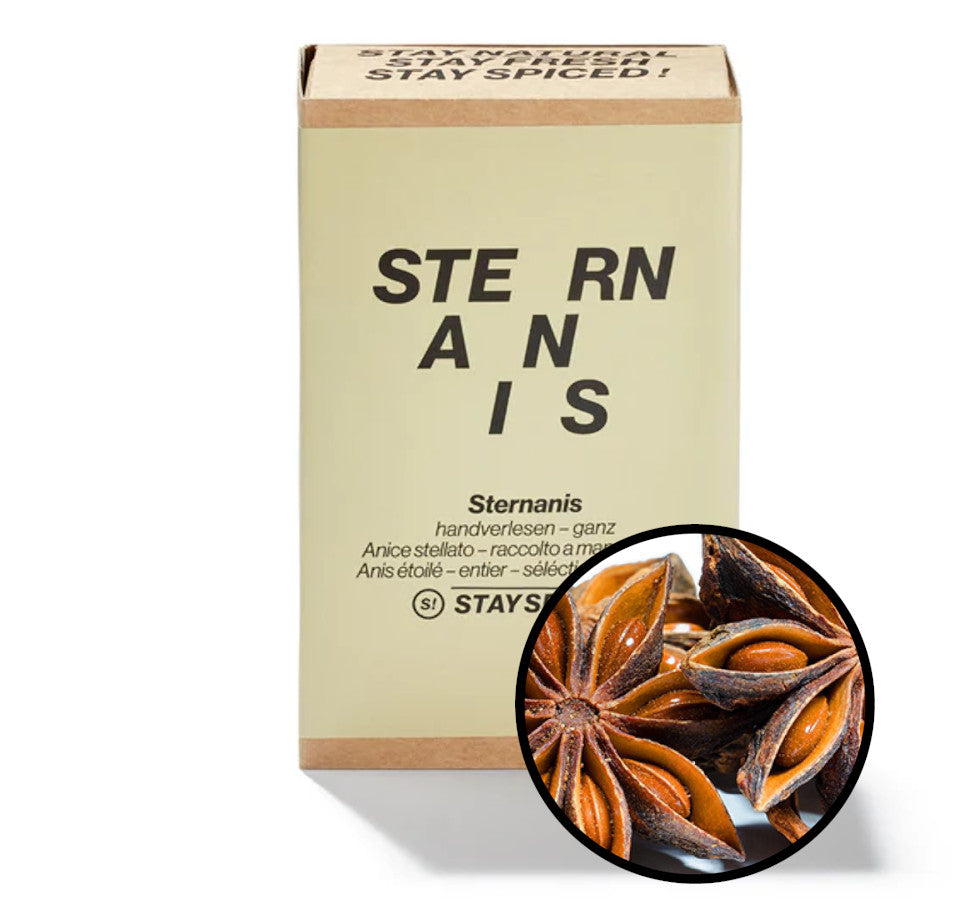 Sternanis ganz, gesiebt und handverlesen – Vietnam - Beige Gewürzbox mit Gewürz-Vorschau von STAY SPICED! bei Chefkoch-Gewürze