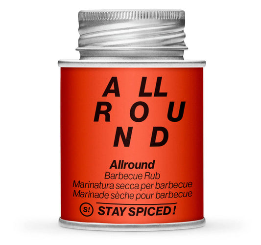 Allround BBQ Rub - Geschlossene rote Gewürzdose von STAY SPICED