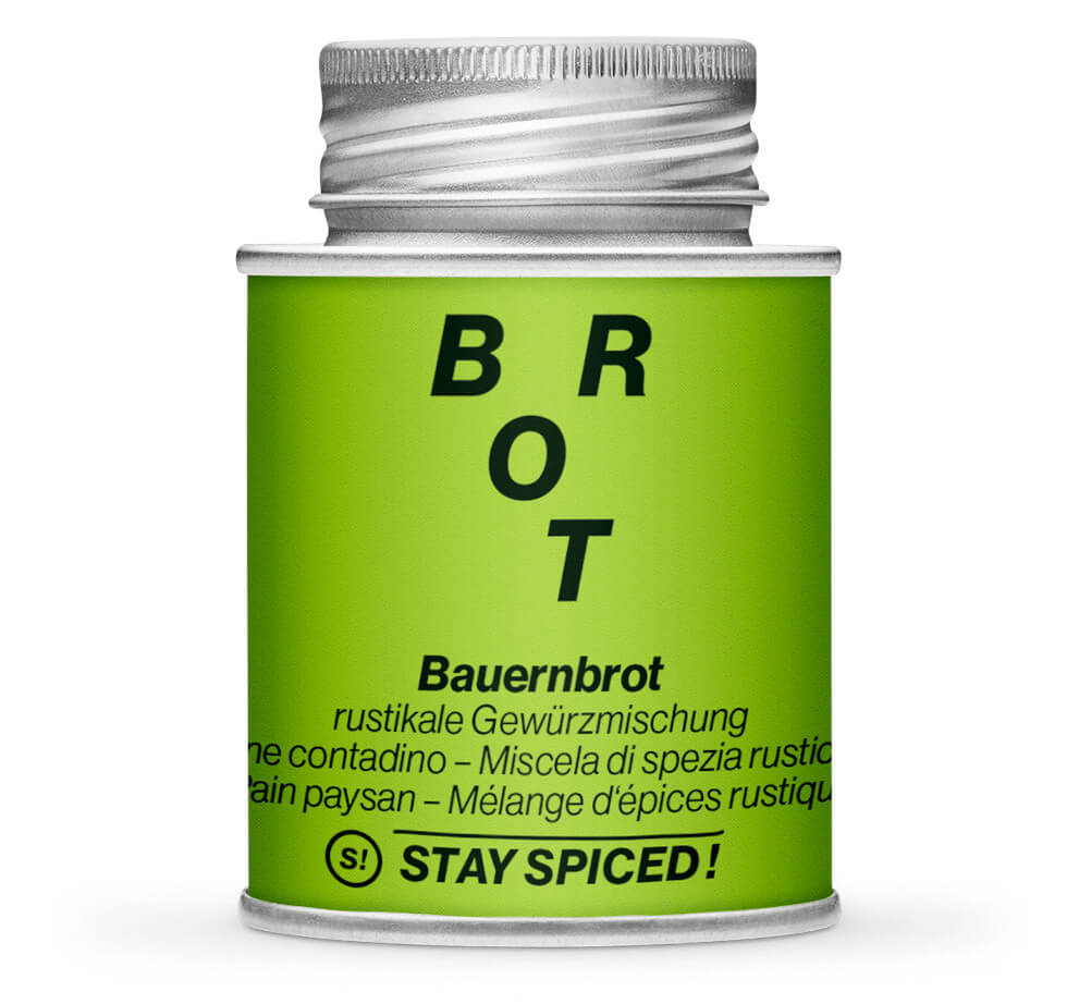 Bauernbrot Gewürz - Geschlossene hellgrüne Gewürzdose von STAY SPICED
