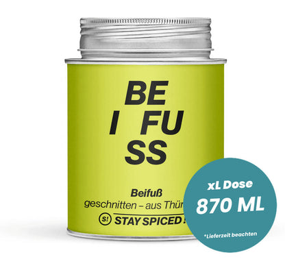 Grosse hellgrüne XL-Dose mit Beifuss geschnitten - original Thüringer von STAY SPICED! bei Chefkoch-Gewürze