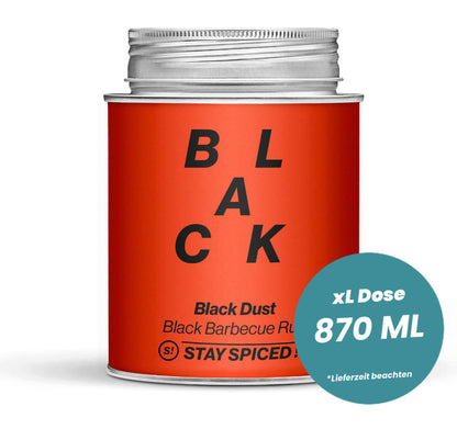 Black Dust BBQ Rub in der grossen XL-Dose (870ml) von STAY SPICED !