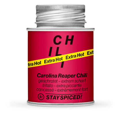 Carolina Reaper Chili geschrotet - Geschlossene Rot Gewürzdose von STAY SPICED