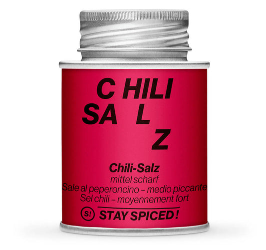 Chili-Salz mittel scharf - Geschlossene rote Gewürzdose von STAY SPICED