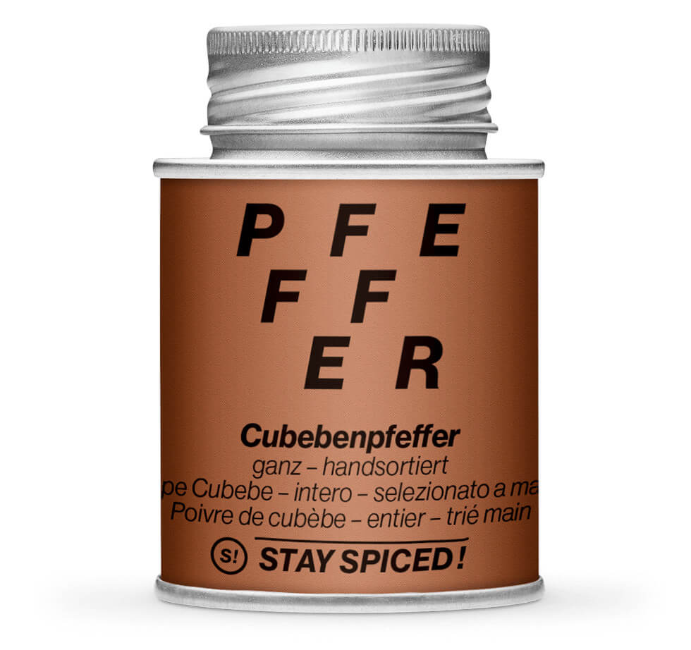Cubebenpfeffer ganz - Geschlossene Braun Gewürzdose von STAY SPICED!