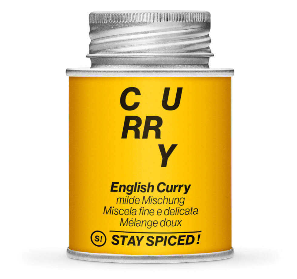 English Curry feine milde Mischung - Geschlossene Gelb Gewürzdose von STAY SPICED !