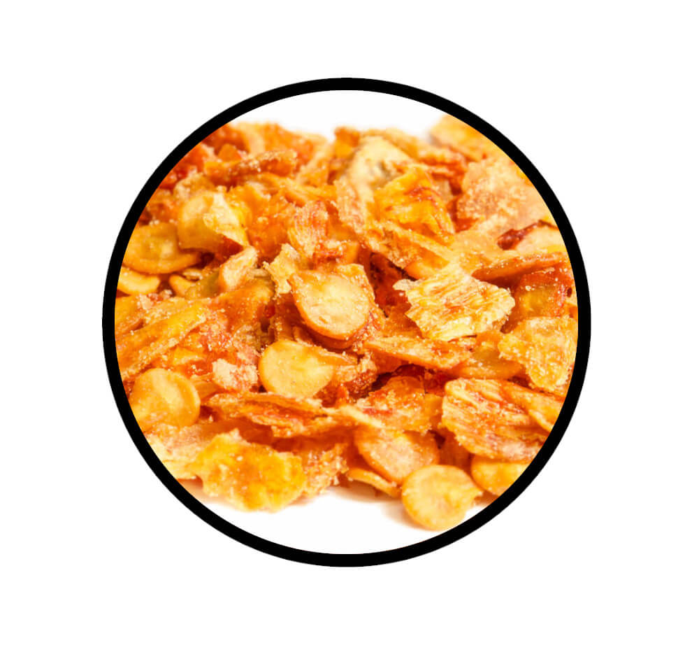 Habanero Chili orange geschrotet - Detaillierte Nahaufnahme der Textur / Struktu