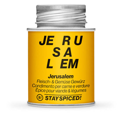 Jerusalem, Fleisch- & Gemüse-Gewürz - Geschlossene gelbe Gewürzdose von STAY SPICED !
