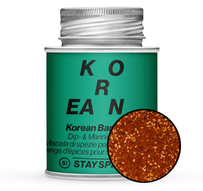 Korean Barbecue Dip & Mariniergewürz - Grüne Gewürzdose mit kleiner runder Gewürz-Vorschau von STAY SPICED! bei Chefkoch-Gewürze