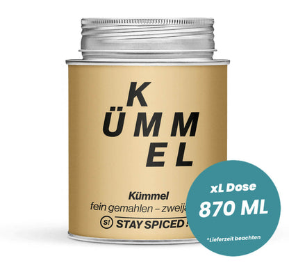 Grosse hellbraune XL-Dose mit Kümmel gemahlen von STAY SPICED! bei Chefkoch-Gewürze