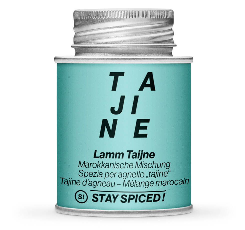 Lammgewürz Tajine - Geschlossene hellblaue Gewürzdose von STAY SPICED
