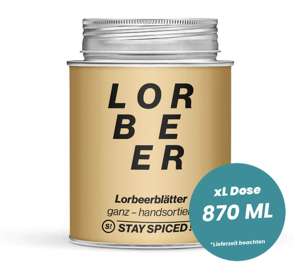 Lorbeerblätter ganz in der grossen XL-Dose (870ml) von STAY SPICED!