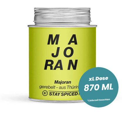 Majoran gerebelt original Thüringer in der grossen XL-Dose (870ml) von STAY SPICED!