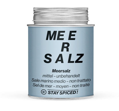 Meersalz mittel unbehandelt - Geschlossene hellblaue Gewürzdose von STAY SPICED!