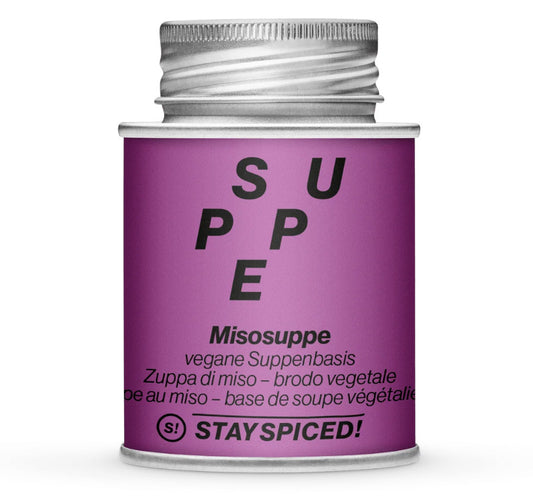 Misosuppe vegane Suppenbasis - Geschlossene pinke Gewürzdose von STAY SPICED!