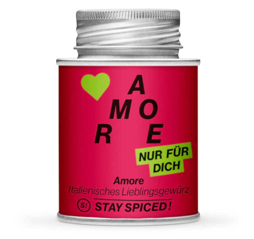 Valentinstag Gewürz Geschenkbox AMORE - Geschlossene rote Gewürzdose von STAY SPICED!