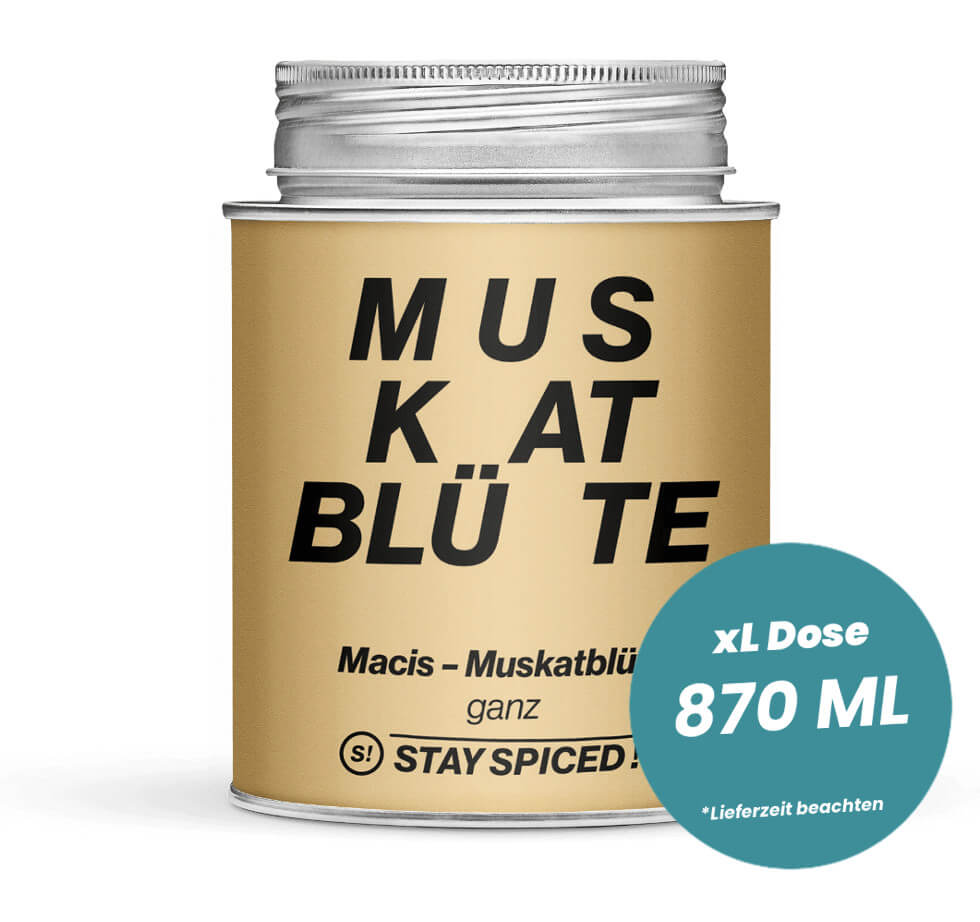 Muskatblüte ganz in der grossen XL-Dose (870ml) von STAY SPICED!