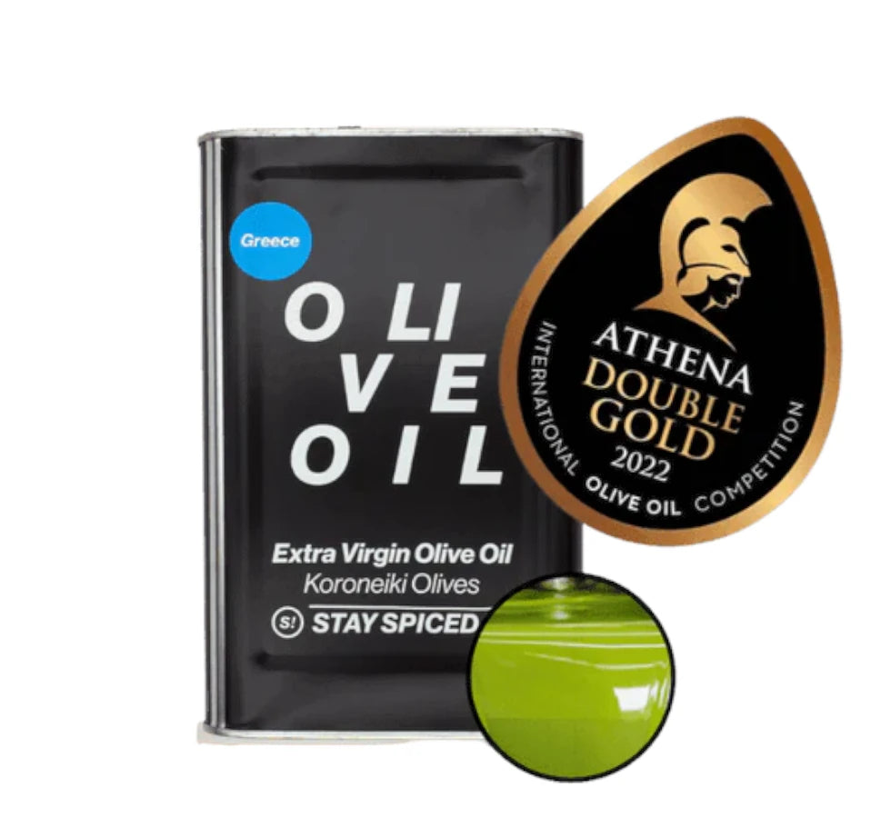 3 Liter Kanister STAY SPICED! Olivenoel mit Auszeichnungsgrafik Athena Double Gold