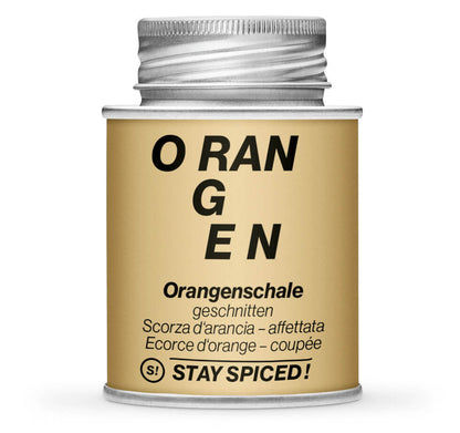 Orangenschalen geschnitten - Hellbraune Gewürzdose von STAY SPICED! bei Chefkoch-Gewürze.