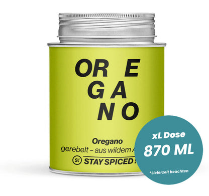 Oregano gerebelt türkisch in der grossen XL-Dose (870ml) von STAY SPICED!