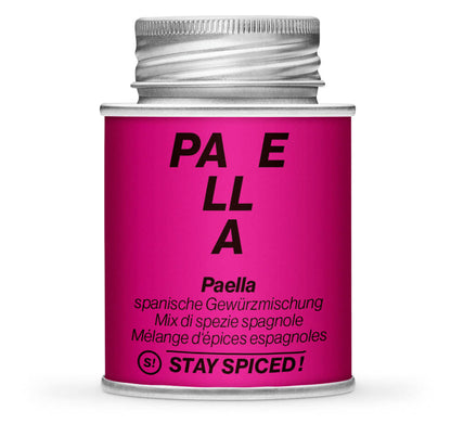 Paella Gewürzzubereitung - Geschlossene pinke Gewürzdose von STAY SPICED!