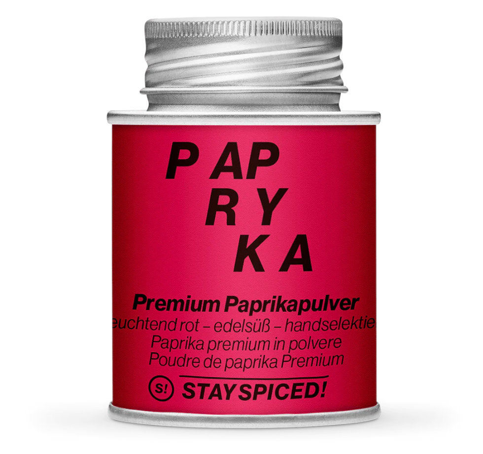 Handselektierter Paprika edelsüss 220 ASTA - Geschlossene Rote Gewürzdose von STAY SPICED!