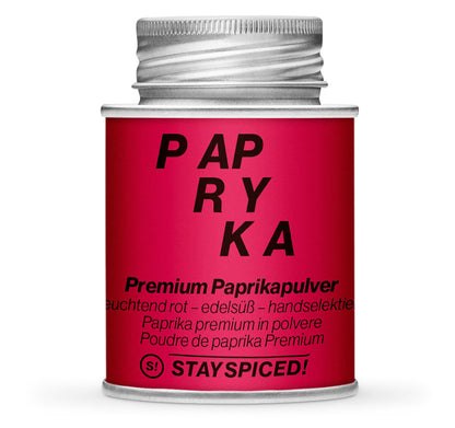 Handselektierter Paprika edelsüss 220 ASTA - Geschlossene Rote Gewürzdose von STAY SPICED!
