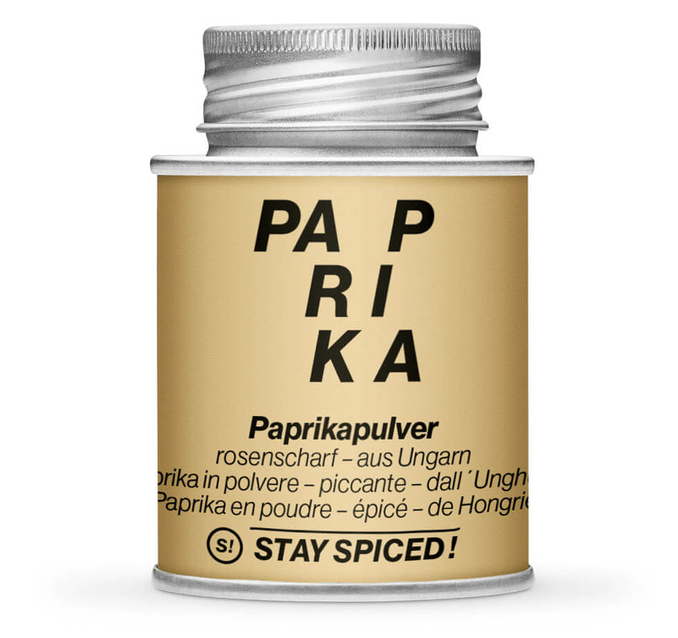 Paprika scharf original ungarisch - Geschlossene Rote Gewürzdose von STAY SPICED!