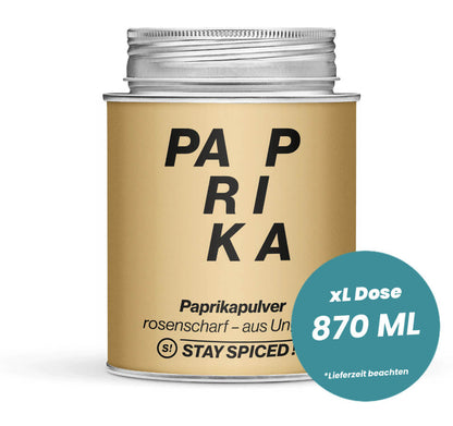Paprika scharf original ungarisch in der grossen XL-Dose (870ml) von STAY SPICED!