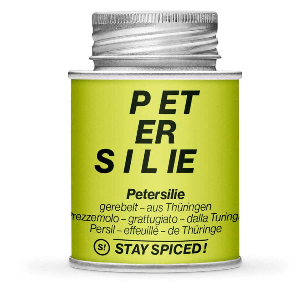 etersilie gerebelt - original Thüringer - Geschlossene Hellgrün Gewürzdose von STAY SPICED!