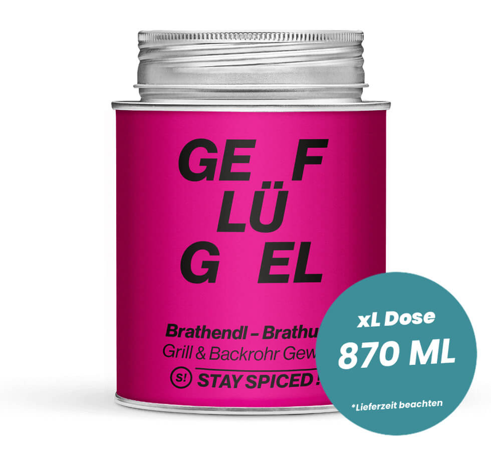 Poulet & Brathendl Gewürz in der grossen XL-Dose (870ml) von STAY SPICED