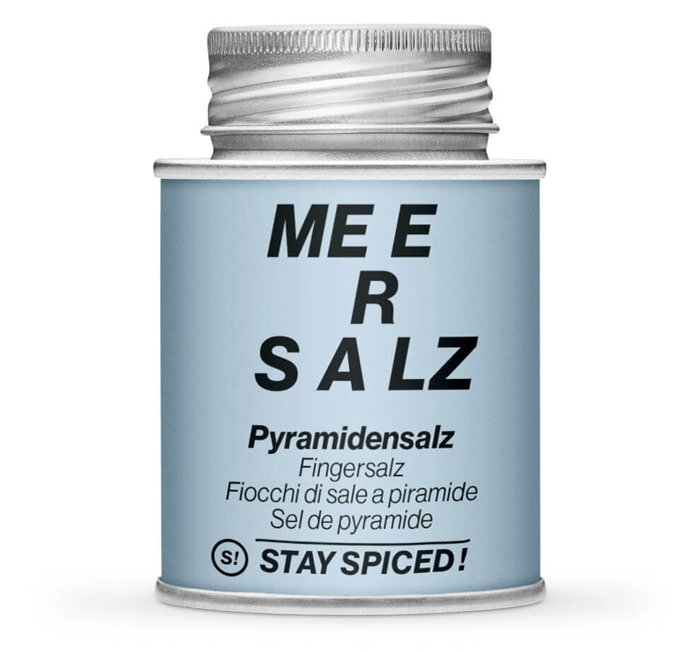 Pyramidensalz Schneeflockensalz - Geschlossene hellblaue Gewürzdose von STAY SPICED