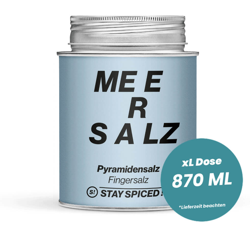 Pyramidensalz Schneeflockensalz in der grossen XL-Dose (870ml) von STAY SPICED!