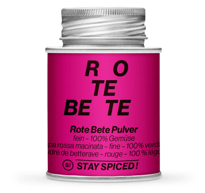 Randen, Rote Bete Pulver, fein - Geschlossene Pink Gewürzdose von STAY SPICED!