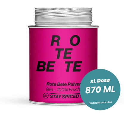 Randen, Rote Bete Pulver, fein in der grossen XL-Dose (870ml) von STAY SPICED!