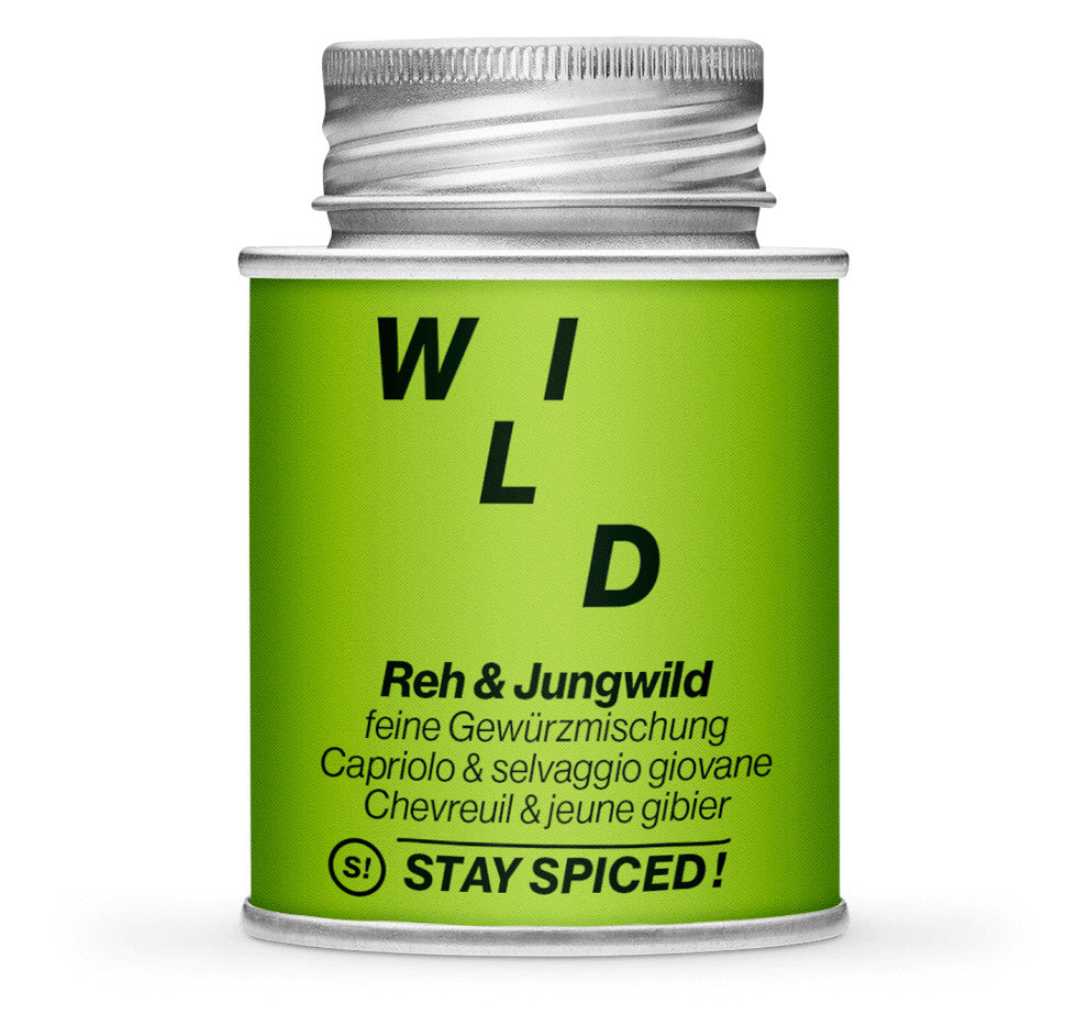 Reh & Jungwild Gewürzmischung - Geschlossene hellgrüne Gewürzdose von STAY SPICED