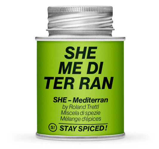 Roland Trettl Mediterran SHE - Geschlossene hellgrüne Gewürzdose von STAY SPICED!