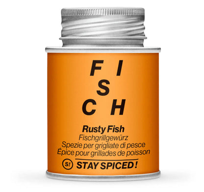 Rusty Fish Grillgewürz - Geschlossene orange Gewürzdose von STAY SPICED
