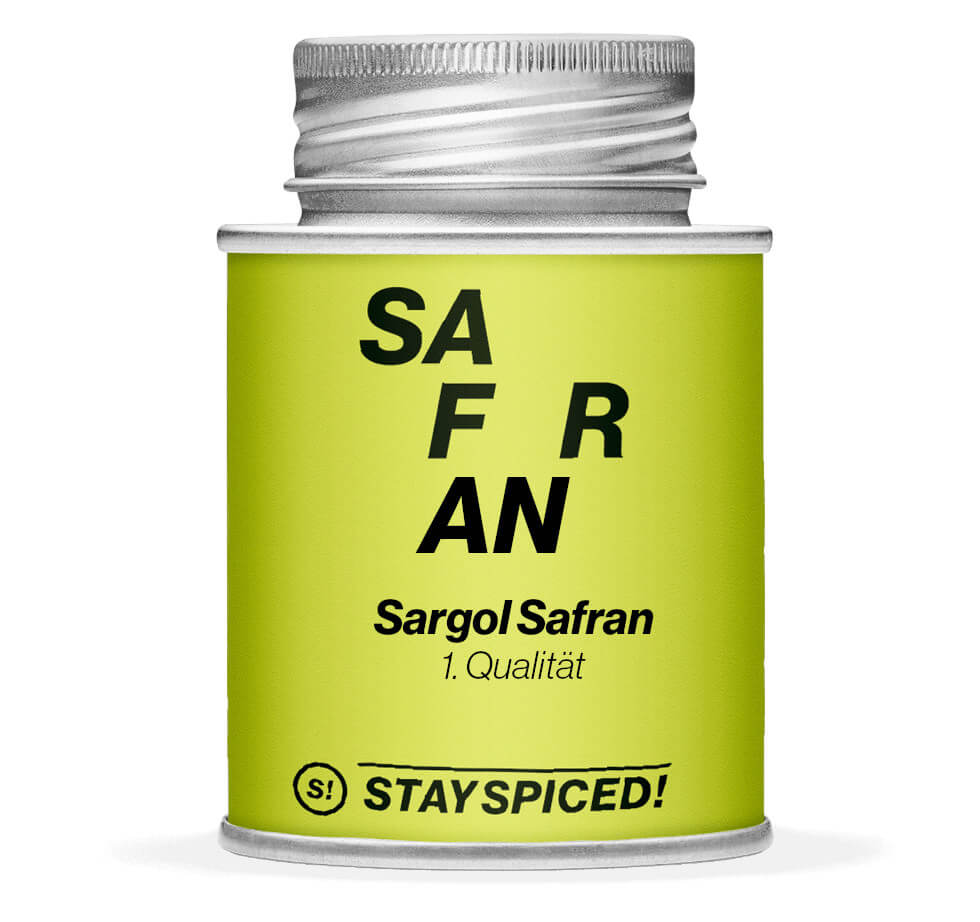 Safran - Safranfäden Sargol 1.Qualität - Geschlossene Gelb Gewürzdose von STAY SPICED!
