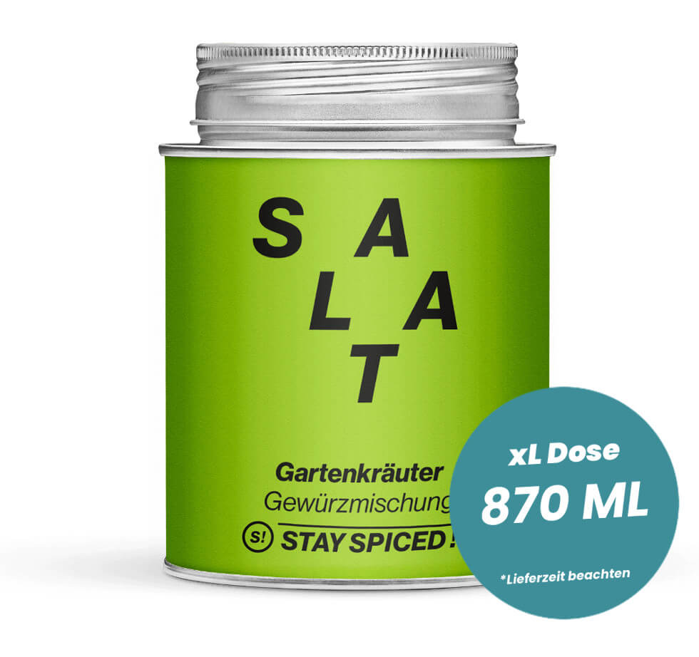 Salat Gartenkräuter Mix salzfrei in der grossen XL-Dose (870ml) von STAY SPICED!