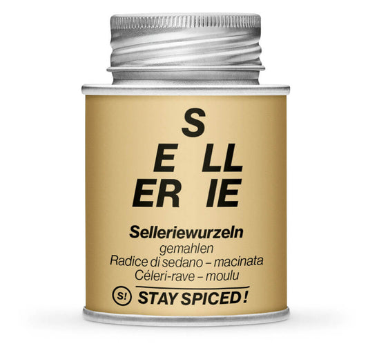 Selleriewurzel gemahlen - Geschlossene Hellbraun Gewürzdose von STAY SPICED!