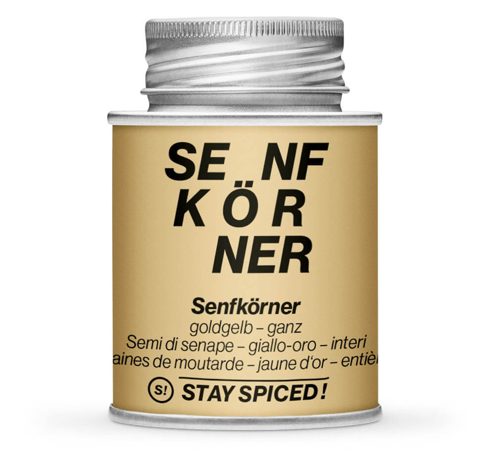 Senfkörner goldgelb ganz - Geschlossene Gelb Gewürzdose von STAY SPICED!
