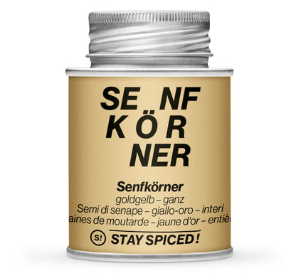 Senfkörner goldgelb ganz - Geschlossene Gelb Gewürzdose von STAY SPICED!