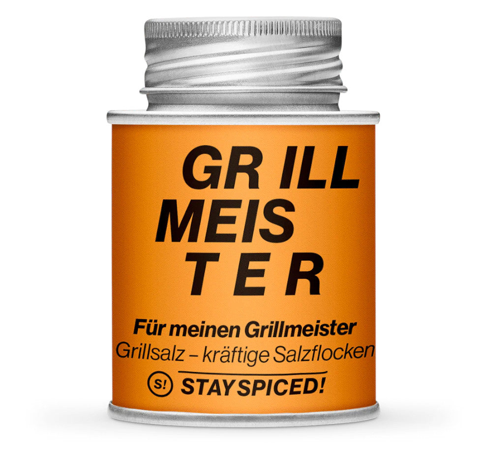 Sonderedition Grillmeister Grillsalz - Geschlossene orange Gewürzdose von STAY SPICED