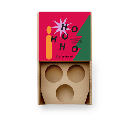 Weihnachten Gewürzbox hohoho Geschenkset für 3 Dosen von Chefkoch-Gewürze (offene Ansicht, unbestückt)