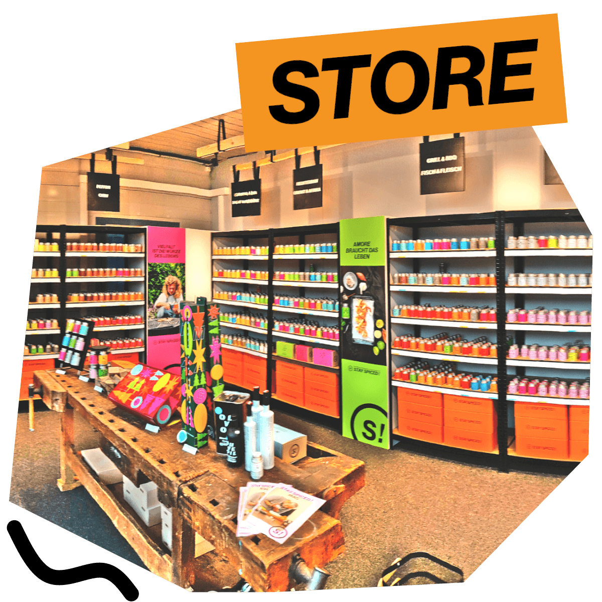 Innenansicht des STAY SPICED! Gewürze Stores in Diepoldsau, Schweiz, mit grosser Auswahl an Premium-Gewürzen