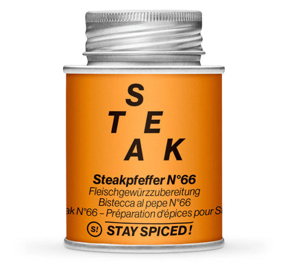Steakpfeffer N°66 - Geschlossene orange Gewürzdose von STAY SPICED