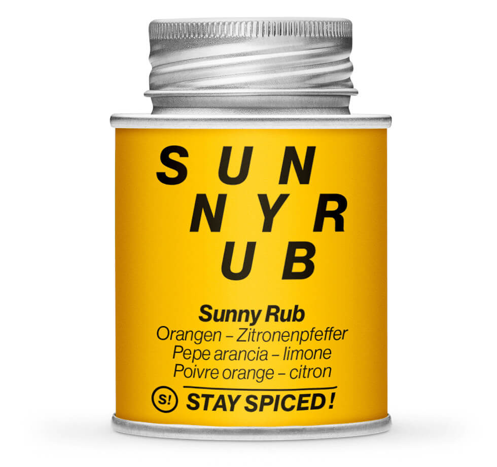 Sunny Rub - Geschlossene gelbe Gewürzdose von STAY SPICED
