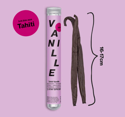 Tahiti Vanille ganze Schoten - Grössenvergleich der 16 bis 17 Zentimeter langen Schoten von STAY SPICED!